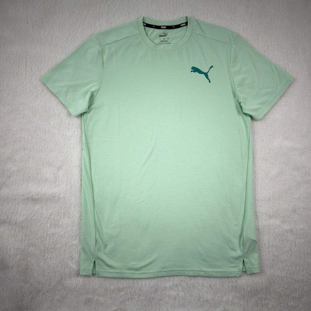 Puma Mens Mint Green Performance T-Shirt Big Cat Logo Small 674529-07